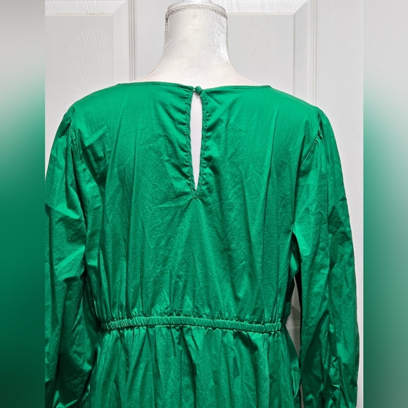 Torrid Kelly Green Midi Poplin Shirred Tiered Dress - Picture 9 of 12